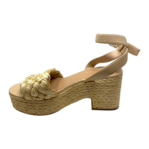 NEW Marc Fisher Steel Sz 9.5 Natural Raffia Platform Chunky Sandals Beachy NWOB - Picture 4 of 11